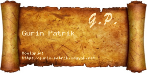 Gurin Patrik névjegykártya